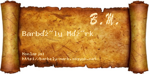 Barbély Márk névjegykártya